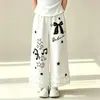 Conjunto de Calça Pantalona de Manga Curta para Meninas, Novo Estilo Elegante e Fashion para Crianças Maiores, Conjunto Casual de Duas Peças com Laço Novo de Verão
