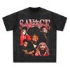 Cross-border VINTAGE hip hop rap 21 Savage estampado manga comprida manga curta T-shirt lavado algodão pesado solto