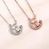 Collar del Principito en Plata de Ley S925, Estilo Bosque Artístico, Colgante Brillante de Estrella y Luna con Diamante, Cadena para Clavícula Estilo Universitario para Mujeres