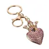 Llavero de Corona de Amor Incrustada de Diamantes de Nueva Moda Transfronterizo Exquisitos Regalos Pequeños Colgante Metálico para Bolso Venta al Por Mayor