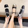 831 Huidong Yixinda 2025 Zapatos Planos Mary Jane Piel Suave Boca Baja Punta Redonda Combinación de Colores Zapatos Planos de Una Correa para Mujer