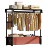 Arara de Chão Multifuncional de Múltiplas Camadas para Quarto com Cesto de Roupa Suja e Organizador de Roupas