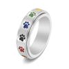 Comercio exterior europeo y americano suministro dulce anillo giratorio de acero inoxidable arcoíris anillo de seis colores con estampado de perro para mujer joyería al por mayor
