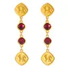 Pendientes de León Dorados con Incrustaciones de Diamantes, Estilo Vintage Transfronterizo, Pendientes Largos Elegantes Estilo Occidental, Accesorios para Orejas de Nicho