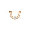 Piercing para pezón con forma de U y diamantes incrustados, diseño transfronterizo europeo y americano, con colgante de encaje hueco, joyería sexy para piercing de pezón.