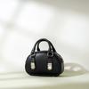 2026 Nuevo Modelo Bolso de Mano de Cuero Genuino Tipo Empanada con Hebilla de Cierre de Alta Gama Bolso Bowling Retro Monedero Mini de Hombro Cruzado