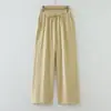 Pantalones Largos de Pierna Ancha de Gasa de Algodón Doble Capa para Mujer, Verano Suaves y Amigables con la Piel, Transpirables, Simples y Versátiles, Cintura Elástica, Pantalones Casuales de Algodón Puro