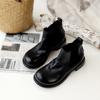 Botines Sencillos de Piel de Vaca para Zapatero, Botines Chelsea de Estilo Británico con Tacón Bajo, Botines Bajos Simples y Versátiles de Cuero Genuino con Pliegues