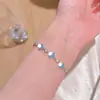 Pulseira Flor Azul Turquesa Estilo Simples, Luxo Leve, Nicho, Alto Padrão, Exquisite, Estilosa, Moderna, Pulseira para o Dia a Dia