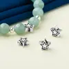 Cuentas de estrella de cinco puntas lindas estilo Ins s925 plata esterlina estrellas cuentas plateadas cuentas sueltas diy cuerda trenzada con cuentas accesorios plateados