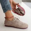 Outono 2026 Cor Lisa Bloco de Cor Cadarço Estilo Mori Salto Baixo Bico Redondo Sapatos Individuais Casuais Versáteis Moda Feminina Sapatos de Dirigir