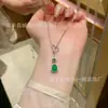 Atacado de fábrica natural material perigoso Yang pingente de jade cabaça verde design de cravação em prata s925 conjunto de corrente para clavícula corrente feminina