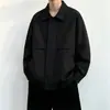 Jaqueta de trabalho preta bordada para homens, primavera e outono, retrô americano, estilo japonês, marca da moda, tamanho grande, jaqueta casual solta