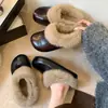 Chinelos Femininos de Meio Aberto com Solado Grosso, Aumentadores de Altura, Biqueira de Couro, Para Usar na Rua, Lançamento de Inverno 2026, Versáteis, Forrados com Pelúcia, Chinelos de Algodão Birkenstock