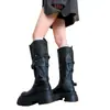 Hebilla de Cinturón Maillard Tamaño Pequeño Botas Largas para Mujer, Nuevas Botas Vaqueras Adelgazantes Otoño/Invierno, Botas de Montura Largas Rectas