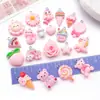 Accesorios de Resina para Manualidades de Dibujos Animados Joyería Rosa Crema Piruleta Pastel Oso Colgante Collar Pendientes Colgante para Llaves