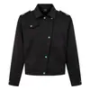 26330 High Street Estilo Americano Otoño/Invierno Chaqueta de Moto con Solapas Botón Turquesa Diseño Chaqueta Casual Corta Ancha para Hombre