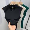 Colete de Malha com Gola Alta para Mulheres 2025 Nova Camisa Regata Feminina de Cor Pura para Sobreposição Interna Cobrindo as Laterais dos Seios Top Coletes