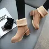 Botas de Mujer Peludas de Talla Grande Europeas y Americanas para Otoño e Invierno 2025 Tacón Grueso Tacón Alto Calzado de Dos Usos Caliente Botas de Mujer Botas de Media Caña Zapatos de Algodón Botas de Nieve
