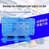Palete dupla face de nove pés moldada por sopro de fábrica 1210 com face plana, palete de plástico moldada por sopro para empilhadeira, placa de piso de armazém, palete para carga pesada
