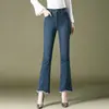 1093 jeans micro-lar para mujer otoño 2024 nuevo pantalón de perforación caliente con deshilachado pantalones para mujer de mediana edad pantalones de campana