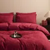 Juego de cuatro piezas de algodón jacquard estilo francés, ropa de cama roja de algodón puro de alta gama para bodas y celebraciones de inauguración de casa
