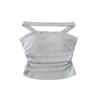 Casaco Lindo para Menina Doce e Descolada Costas com Alça Fina Verão Feminino Sexy Alça no Pescoço Bojo Fitness Sem Mangas Tubinho