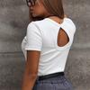 Camiseta Básica de Verano para Mujer Europea y Americana, de Canalé, Hueca, Sencilla, Manga Corta, Estilo 'Hot Girl', Moda Transfronteriza