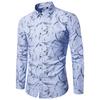 2021 comercio exterior transfronterizo nueva camisa de hombre moda coreana cuello puntiagudo estampada manga larga slim casual camisa para hombre