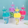 Copo com Canudo Estampa de Dinossauro de Desenho Animado Pp Casa Bebida Diária Copo de Canudo de Plástico 400Ml/600Ml Copo de Água