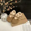 Zapatos tipo Birkenstock de suela gruesa estilo coreano con forro de felpa, detalle de lazo bordado, nueva colección de invierno 2026 para mujer, versátiles zapatos de algodón para clima invernal