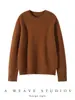 Nuevo Suéter de Cachemir 100% Puro Otoño/Invierno 2025 para Mujer, Cuello Redondo, Jersey de Punto Grueso de Doble Hilo