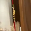 Pulsera Trenzada de Cuerda Roja con Moneda de Cobre y Zircón Cepillado Estilo Xiaohongshu para Mujer, Joyería de Lujo Ligero Estilo Chino Nuevo de Gama Alta