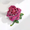 Broche de rosa vermelha retrô europeu e americano corsage clássico de indústria pesada totalmente cravejado de diamantes alfinete grande ao vivo com mercadorias atacado de joias