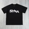 Camisa Holgada Casual con Letras Hip-Hop Mundial Estampado Americano Cuello Redondo Manga Corta Top Syna para Hombre y Mujer Pareja Europeo y Americano