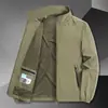 Nueva colección de primavera y otoño: chaqueta cortavientos e impermeable casual para hombre con cuello mao, prenda exterior holgada para hombre, venta al por mayor