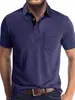 Top Casual Verão Estilo Novo Europeu e Americano Manga Curta Gola Polo Patchwork Multicor Cor Sólida para Homem