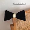 Horquilla con lazo de terciopelo ~ Clip superior con perla negra retro Chanel, accesorios elegantes para el cabello estilo palacio
