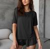 Pijama Transfronterizo Europeo y Americano Primavera Verano 2025 Tejido Cómodo Manga Corta Shorts Conjunto de Dos Piezas Ropa de Casa Suave Casual para Mujer