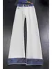 Jeans acampanados para mujer de comercio exterior transfronterizo para primavera y otoño, estilo callejero alto americano, corte fresco y limpio, pantalones rectos adelgazantes con patchwork