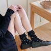 Meias de Renda Doce Estilo Japonês Meias de Comprimento Médio para Crianças Primavera e Outono Estilo Miu Meias de Amor com Sapatos de Couro Pequenos Meias Empilhadas