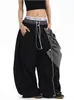 Directamente del fabricante: Pantalones Casuales a Cuadros con Solapa Estilo High Street Americano para Hombre, Nuevo Estilo de Verano, Corte Holgado, Doble Cintura, Dobladillo Curvo, Estilo Ins