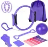 Conjunto de Fitness para Yoga de Onze Peças com Faixa de Tecido Círculo de Quadril de Látex, Banda de Resistência de Látex, Bola de Yoga, Banda Elástica, Pilates