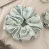 Scrunchie de Tecido Retrô Estilo Floresta Azul com Bolinhas Camada Dupla de Alta Qualidade Elástico de Cabelo Coque Corda de Cabelo Menina Coreana