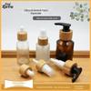 Embalagem Cosmética Personalizada de Bambu com Cabeça de Bomba de Pressão, 28 Dentes para Loção, 24 Dentes para Spray Espumante, Arte em Bambu, Ecológico