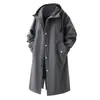 2025 Otoño e Invierno Nuevo Cortavientos de Asalto para Hombre Estilo Coreano Moda Capa con Capucha de Longitud Media Ropa de Trabajo Abrigo
