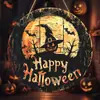 Placa de Madeira Formato Chapéu de Bruxa Halloween Transfronteiriça Pingente de Placa de Porta Festa em Casa Fantasma Criativo Abóbora Morcego