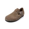 Hebilla de Cinturón Casual Cuatro Estaciones Zapatos Boken Todo Incluido para Mujer Nuevos 2025 Punta Redonda Grande Ante de Vaca Planos Zapatos Perezosos de Moda