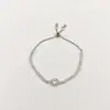 Pulseira Tennis Transfronteiriça, Liga de Liga de Alta Qualidade e Luxo Leve com Cristais de Zircônia Sintética, Pulseira Ajustável da Moda para Mulheres