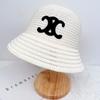 Sombrero Estilo Nuevo 2025 Sombrero de Cubo Tejido para Mujer Verano Protección Solar Sombrero de Sombra Que Muestra el Rostro Letra Pequeña Moda Sombrero de Pescador Irregular